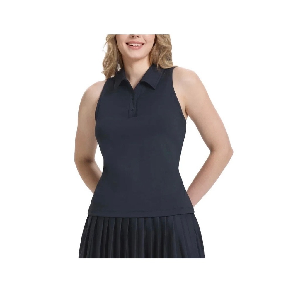 ✨Tretorn Women's Black Sleeveless Collared‎ Polo Shirt Size L Golf Tennis
